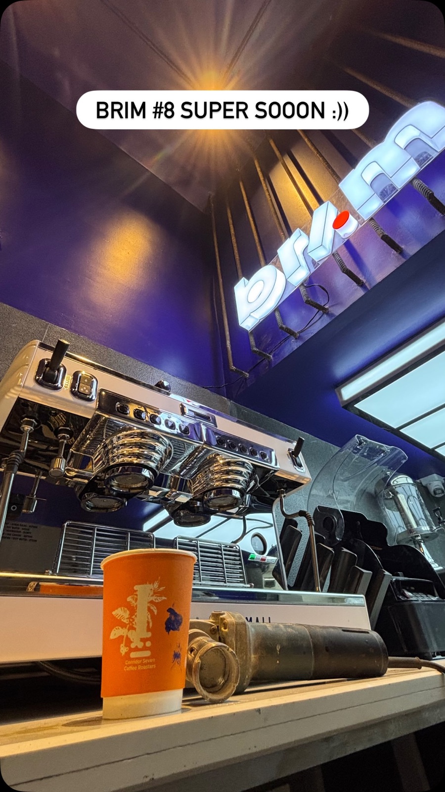 The espresso bar and coffee equipment inside Brim