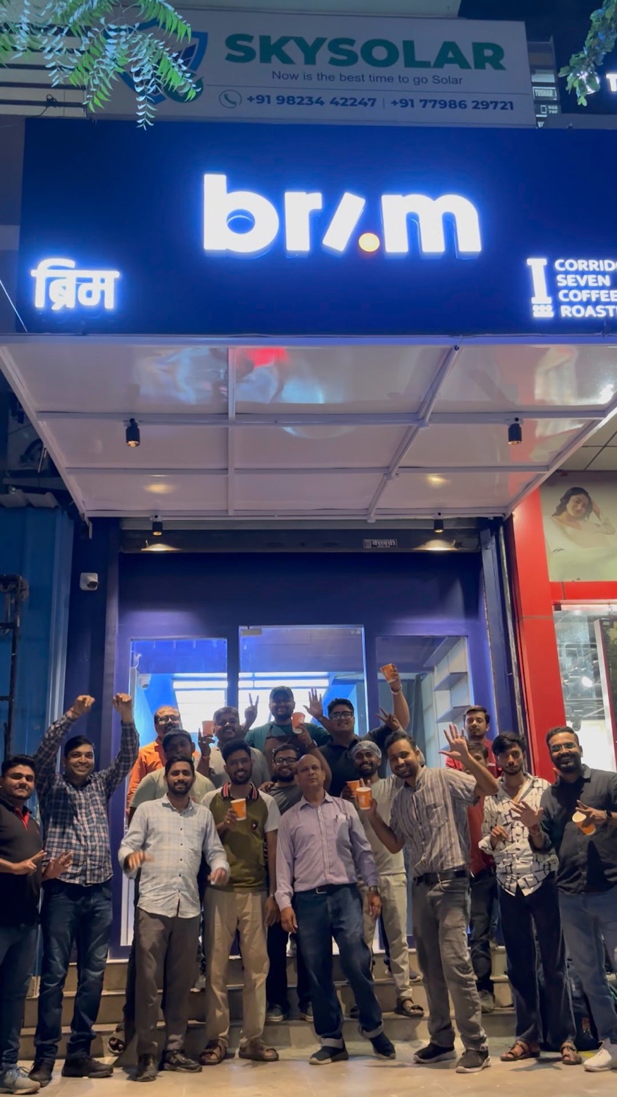 The Brim team celebrating inside a new store
